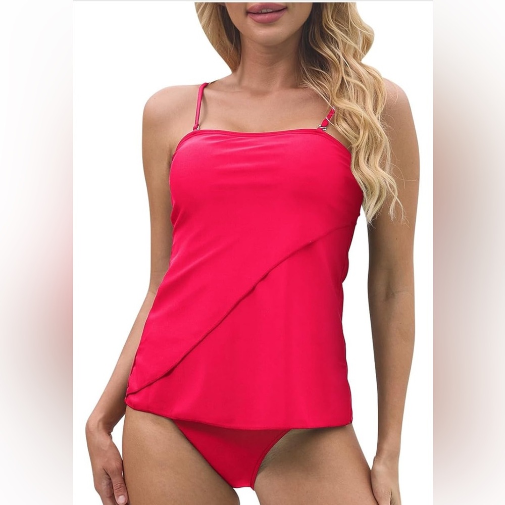 Two Piece Tankini Swimsuit for Women Tummy Control Flowy Swimsuit Bandeau 3X